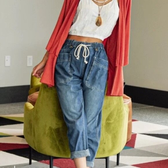 Mustard Seed Denim - Denim Cargo Cropped Pants Medium